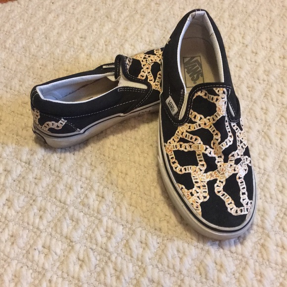black vans with gold chain